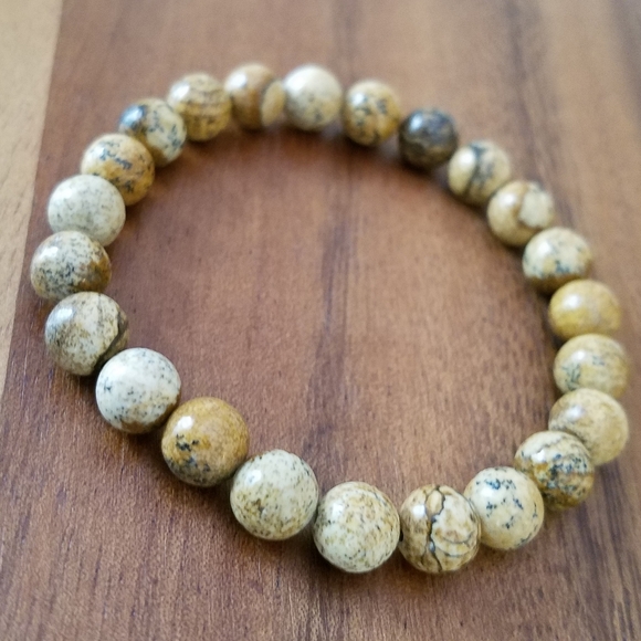 SOLD Brown Picture Jasper Beads Bracelet - Picture 4 of 12